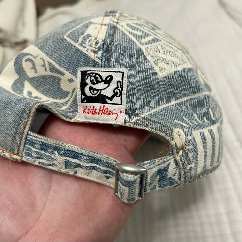 H&M Kieth Haring x Mickey Mouse Blue and White Denim Hat youth